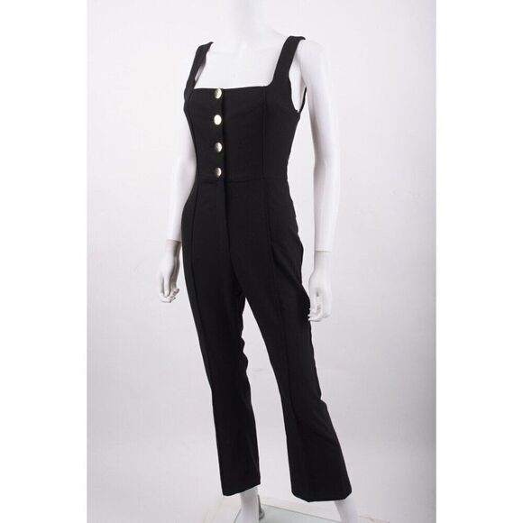 Zara Womans One piece Jumpsuit Long gold buttons Size S Black 8755/688 NWT - Picture 3 of 6